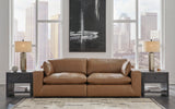 Emilia Leather Loveseat Sectional Sofa in Carmel