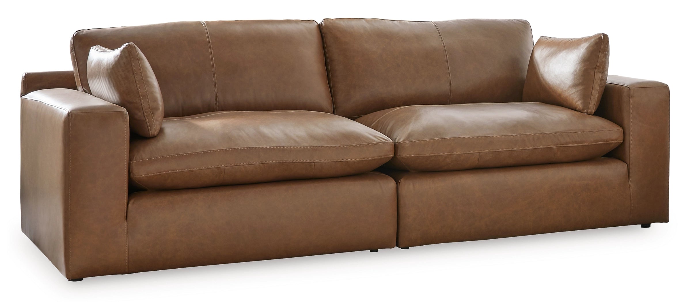 Emilia Leather Loveseat Sectional Sofa in Carmel