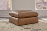 Emilia Leather Oversized Ottoman in Carmel