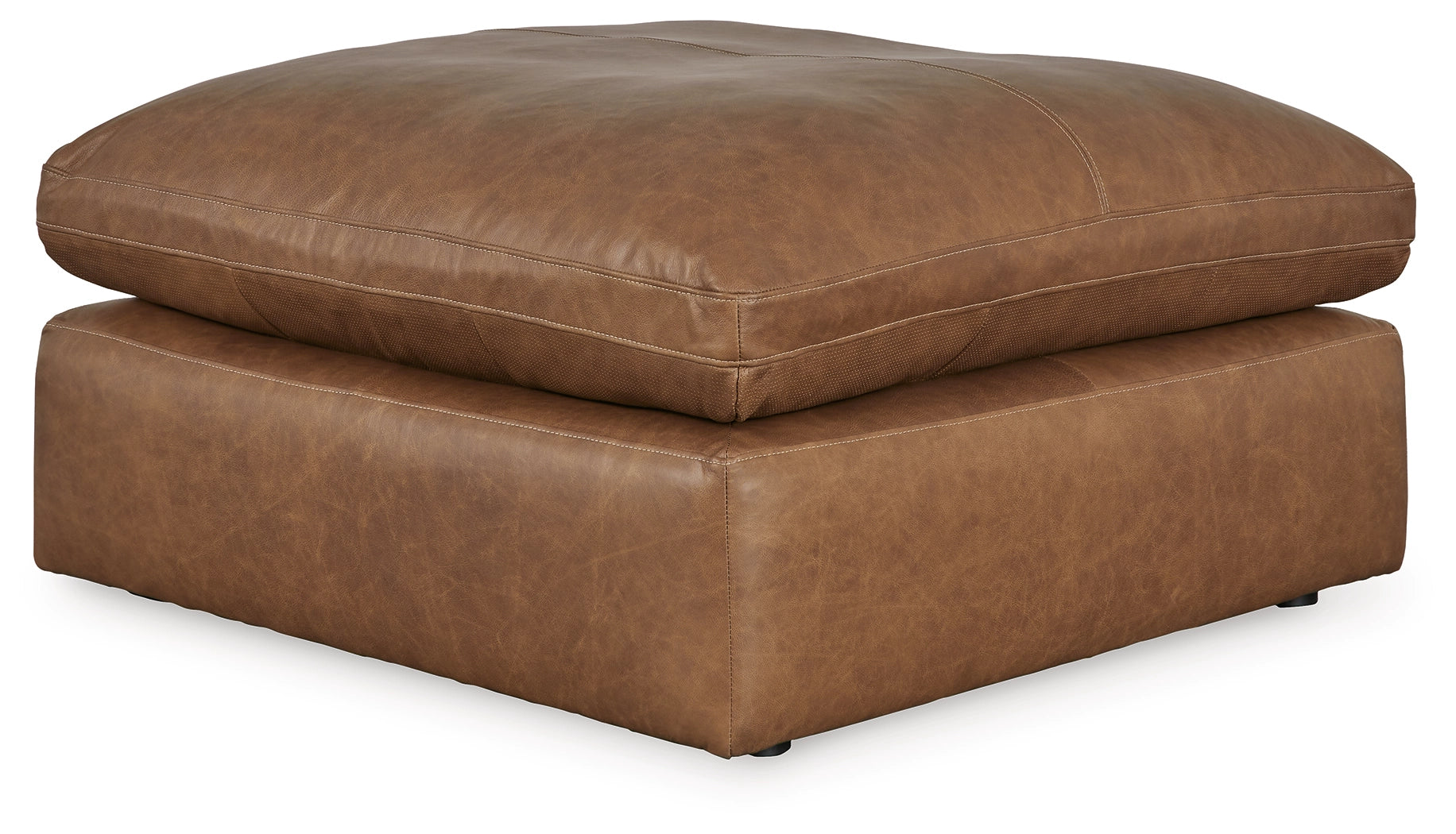 Emilia Leather Oversized Ottoman in Carmel