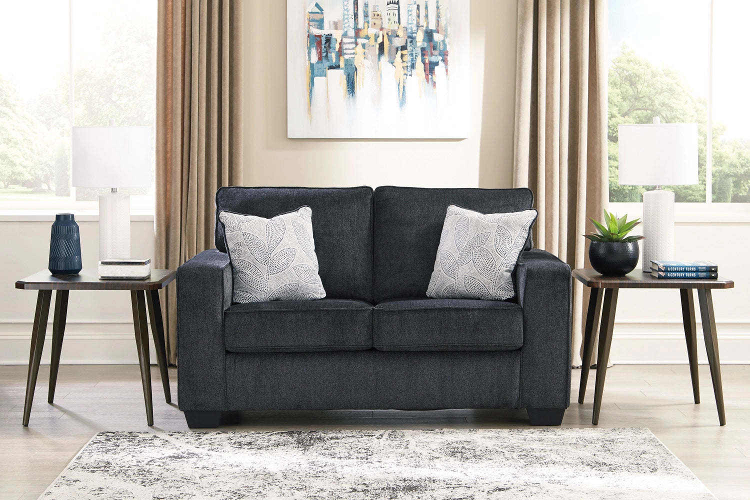 Altari 3+2 Sofa Pair in Slate Fabric