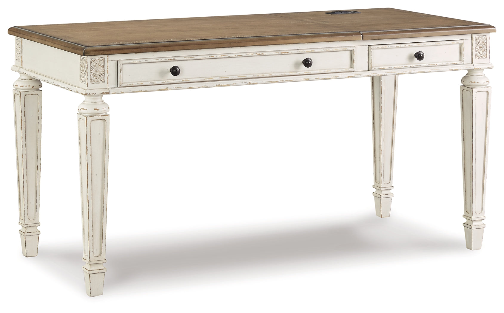 Realyn Home Office Lift Top Desk – Two-Tone with USB & Power