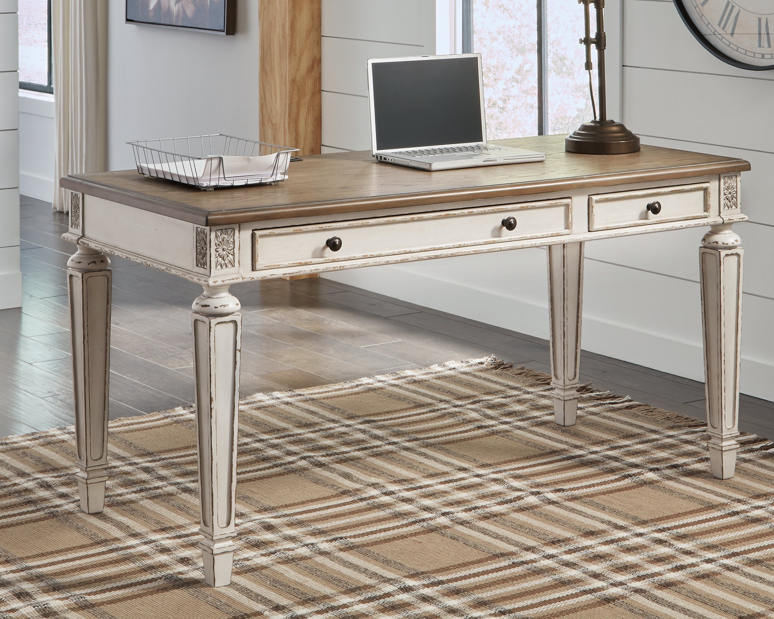 Realyn 60" Home Office Desk – Two-Tone with USB & Power