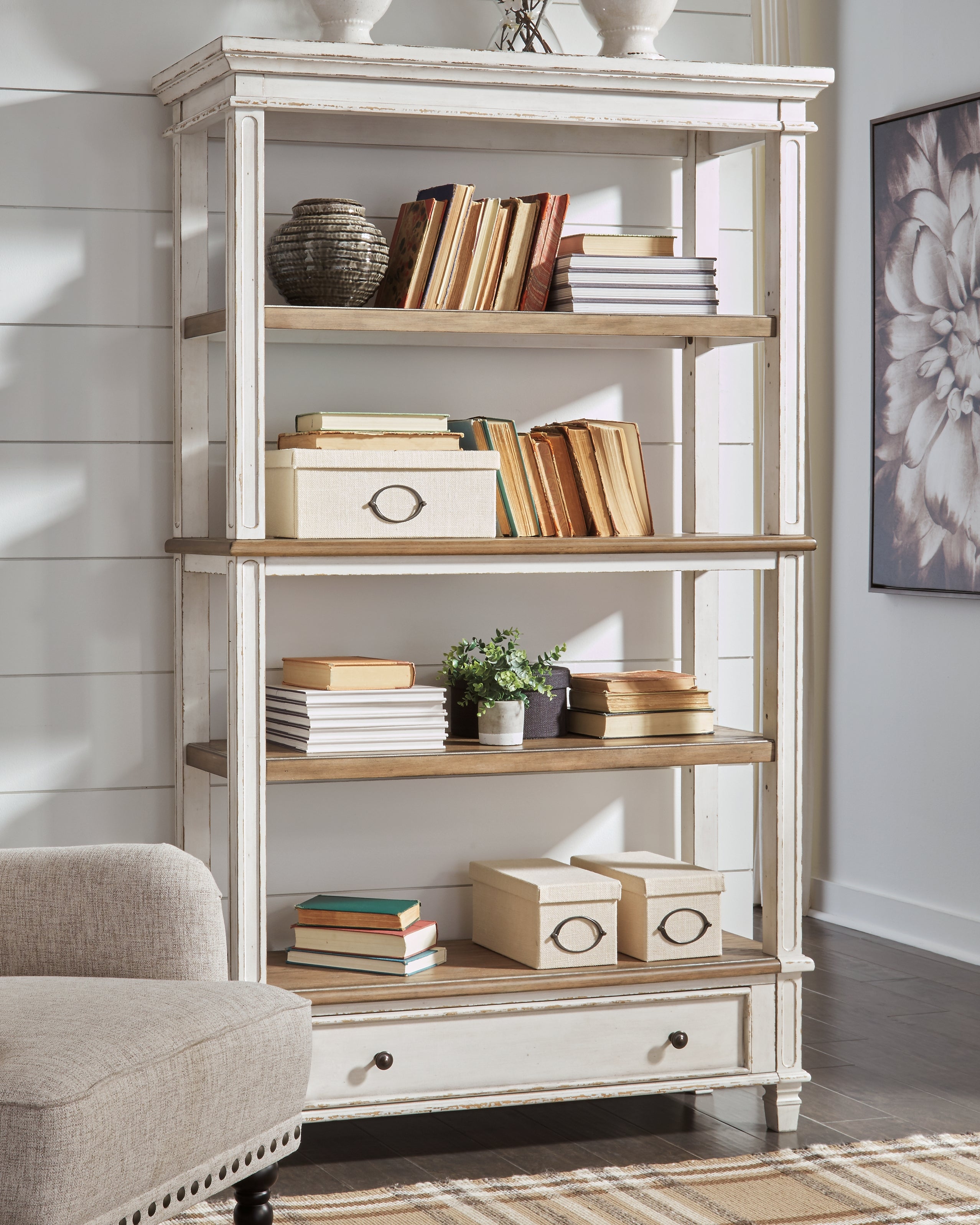 Realyn Bookcase – Two-Tone French Cottage Style