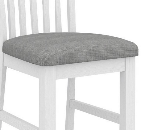 Hampton Coastal Bar Chair – White & Grey Fabric