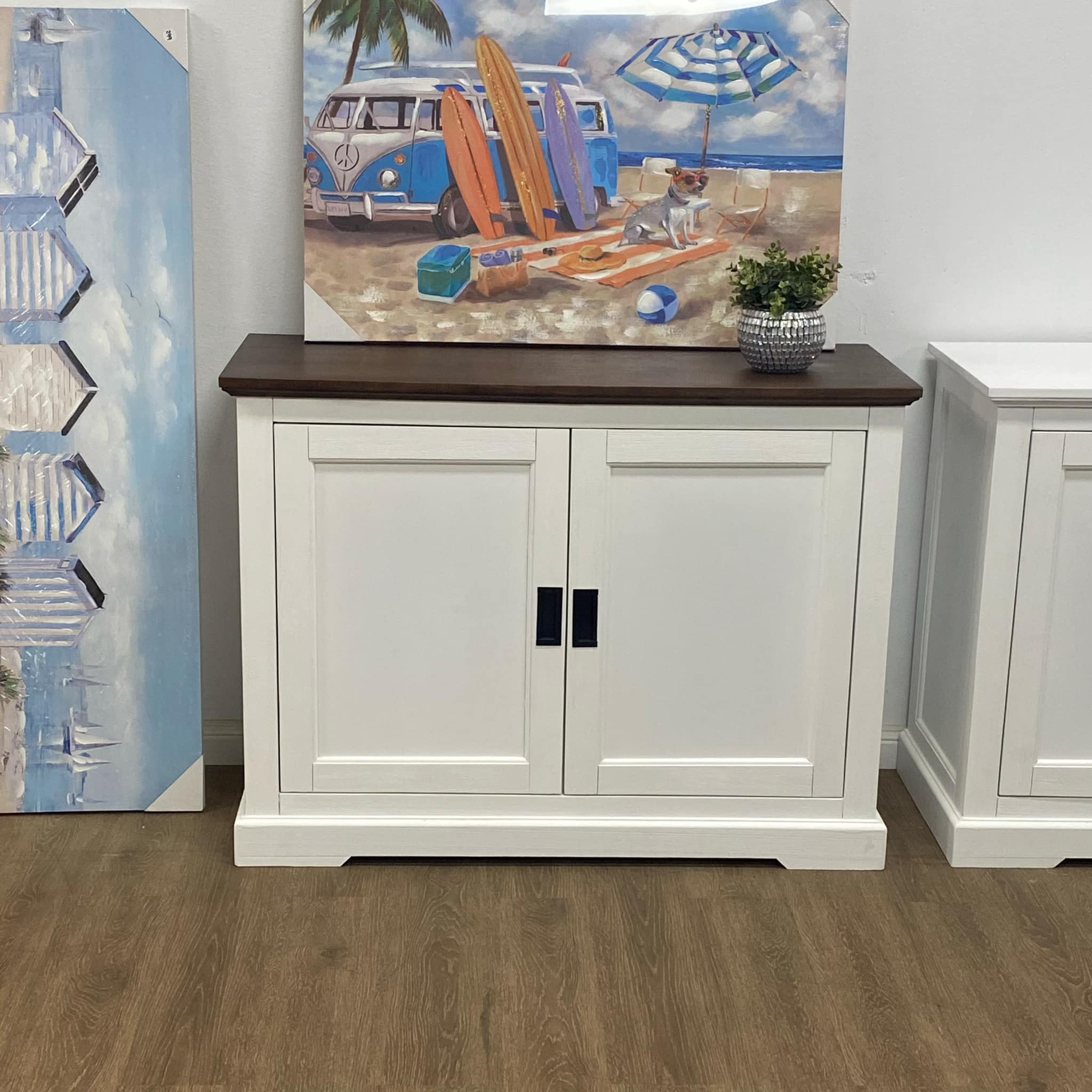Hampton Coastal Two-Tone 120cm Buffet - White & Walnut