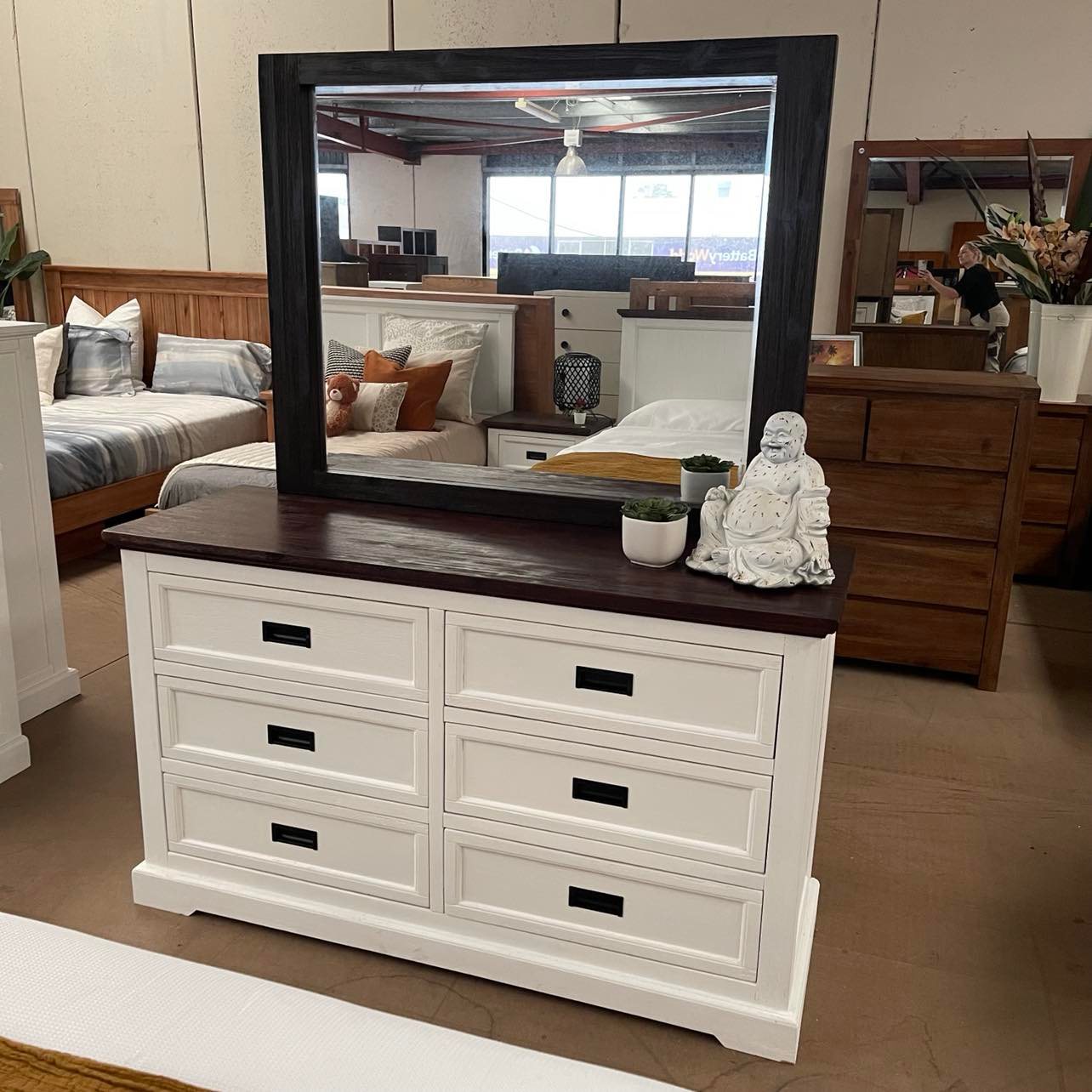 Hampton Coastal Two-Tone Dresser - White & Walnut