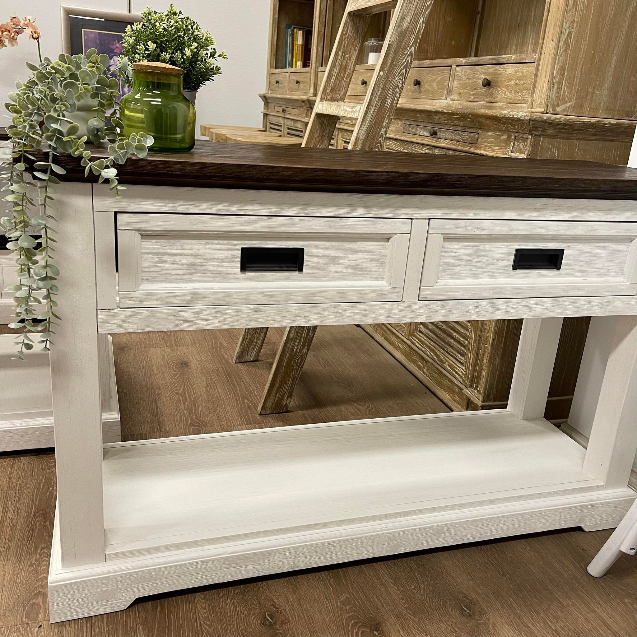 Hampton Coastal Two-Tone Hallstand - White & Walnut