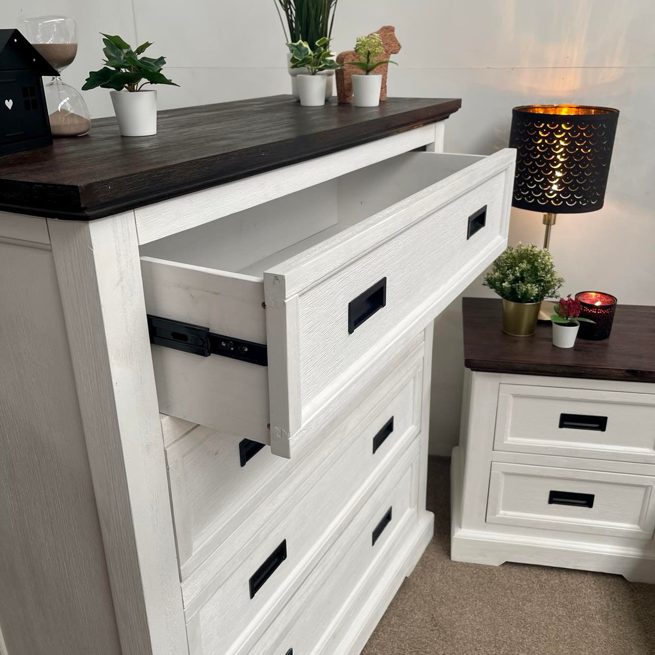 Hampton Coastal Two-Tone Tallboy - White & Walnut