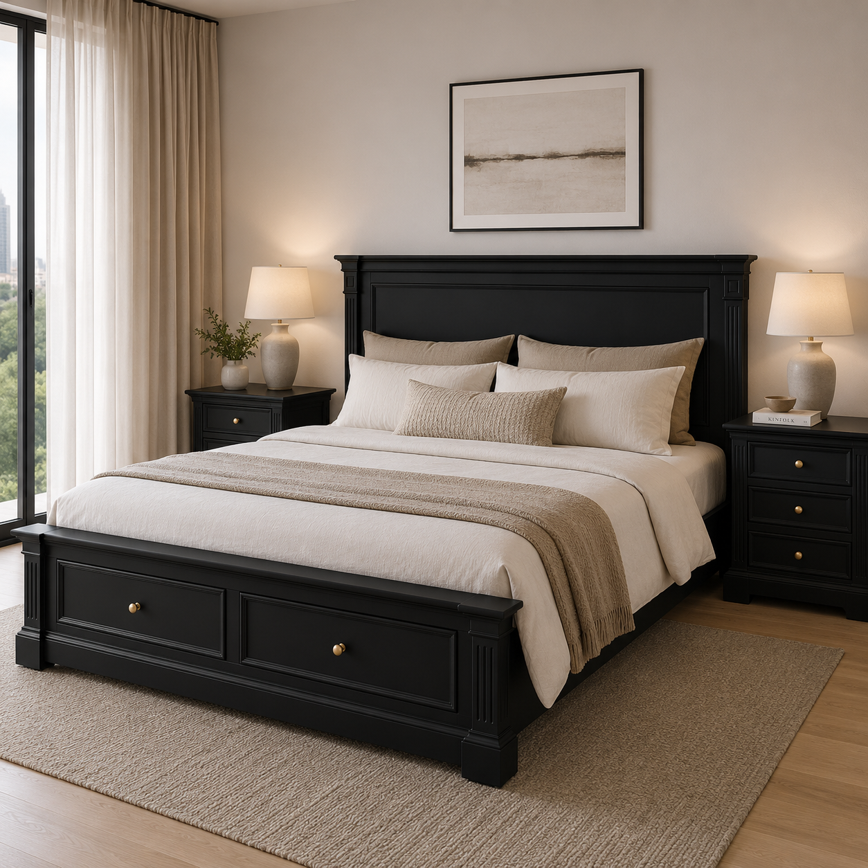 Hampton Deluxe Storage Bed – Black