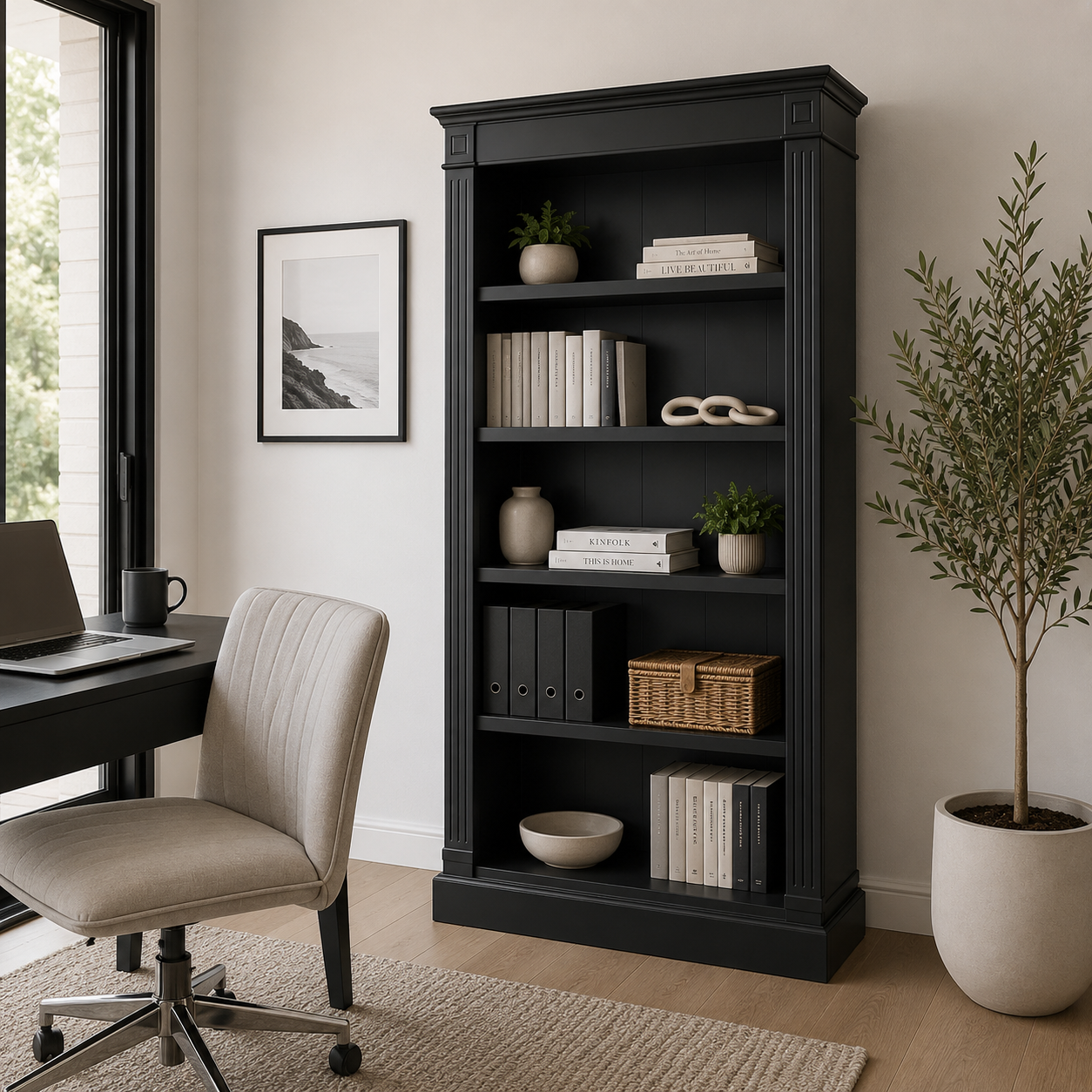 Hampton Deluxe Bookcase – Black