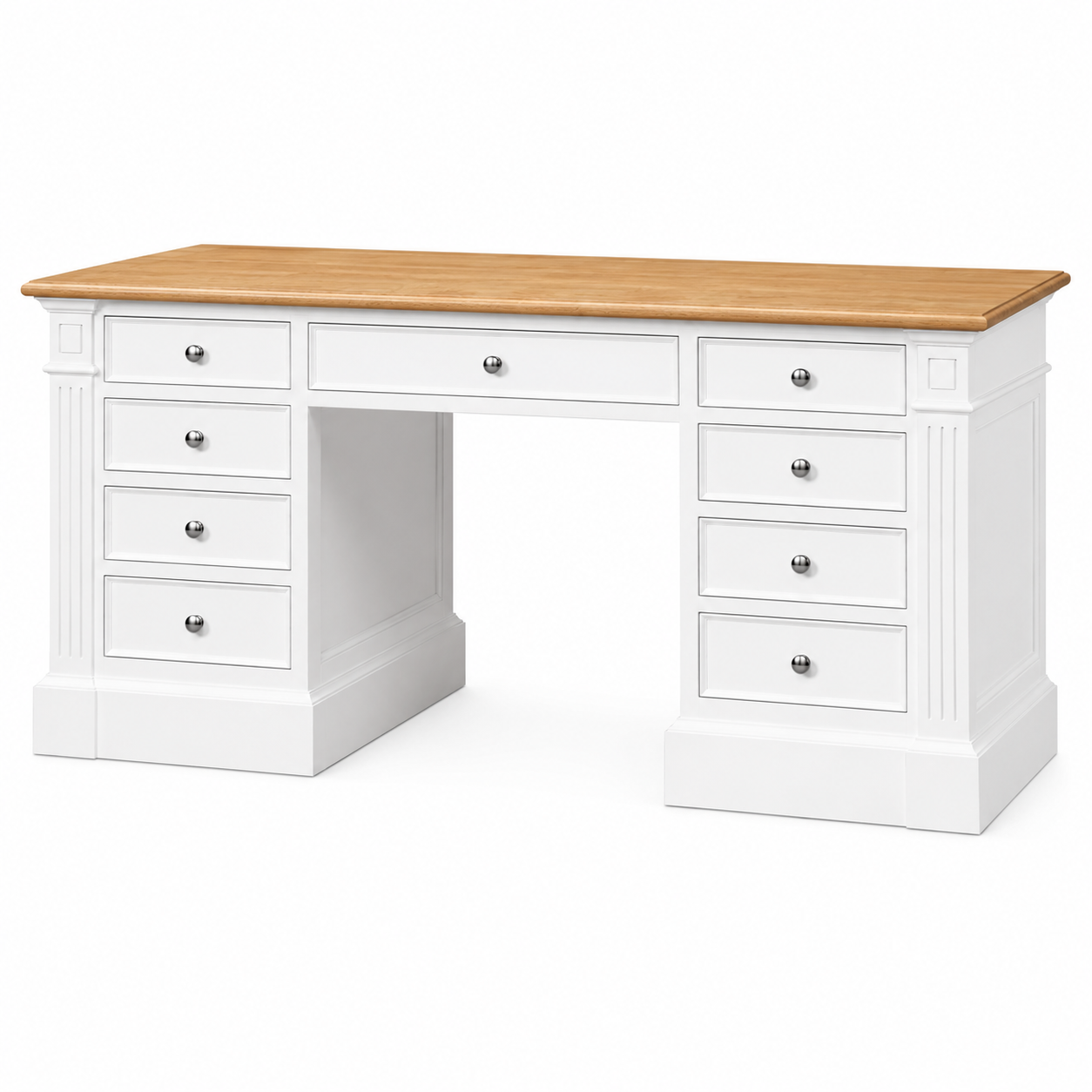 Hampton Deluxe Two Tone Desk – White & Natural