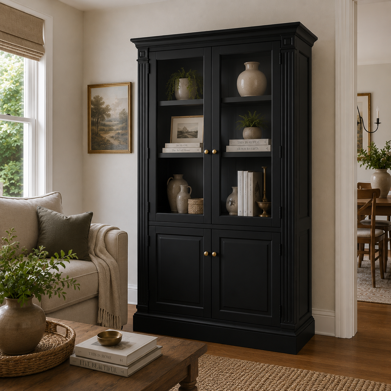 Hampton Deluxe Glass Display Cabinet – Black