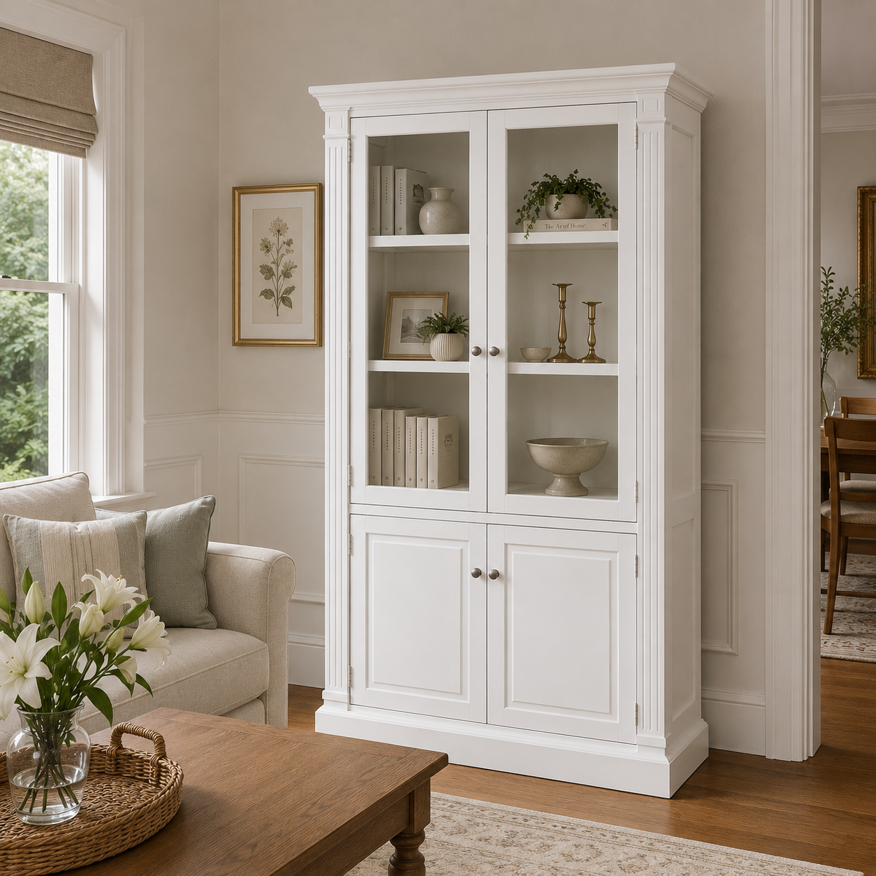 Hampton Deluxe Glass Display Cabinet – White