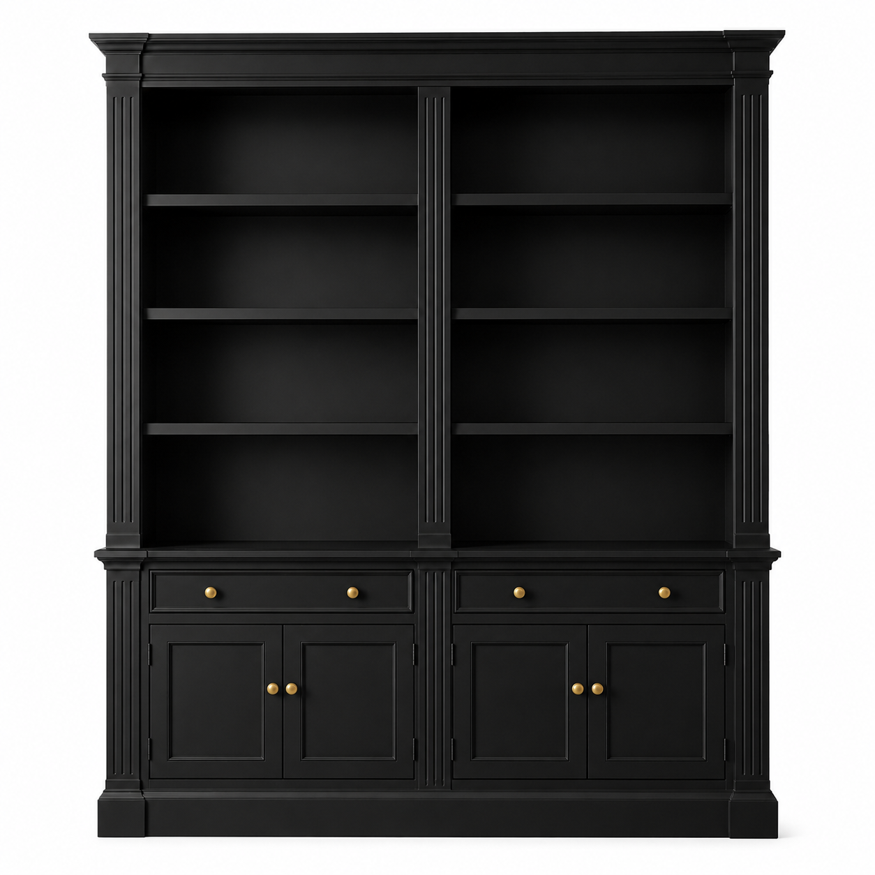 Hampton Deluxe Library Bookcase – Black – 200cm