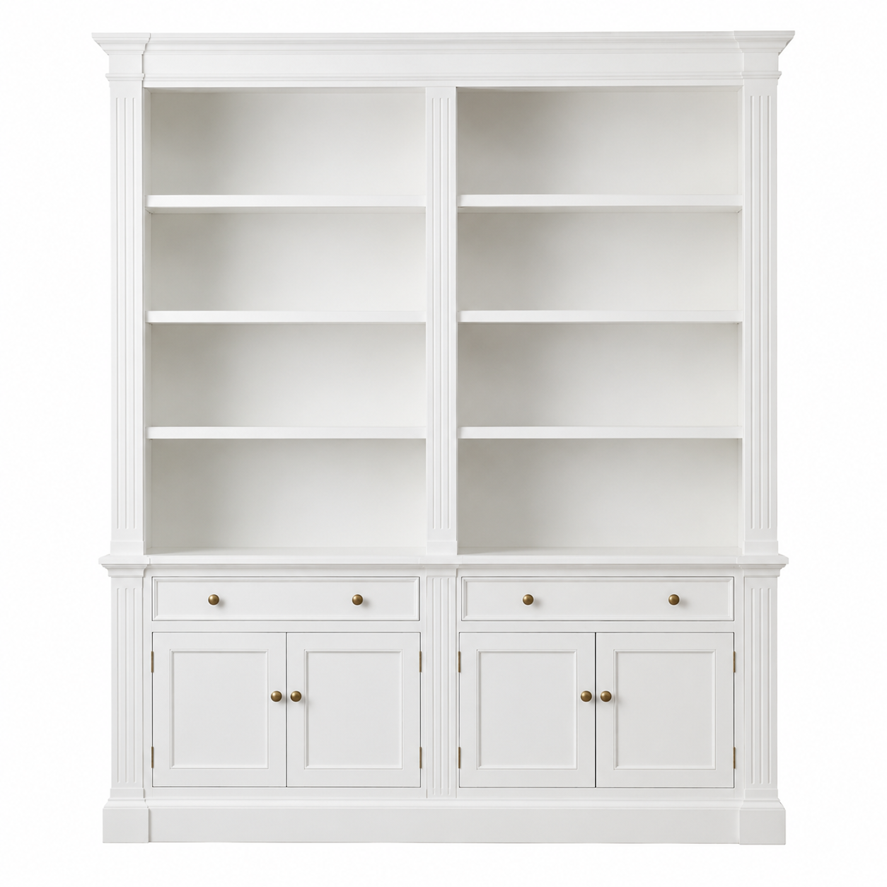 Hampton Deluxe Library Bookcase – White – 200cm