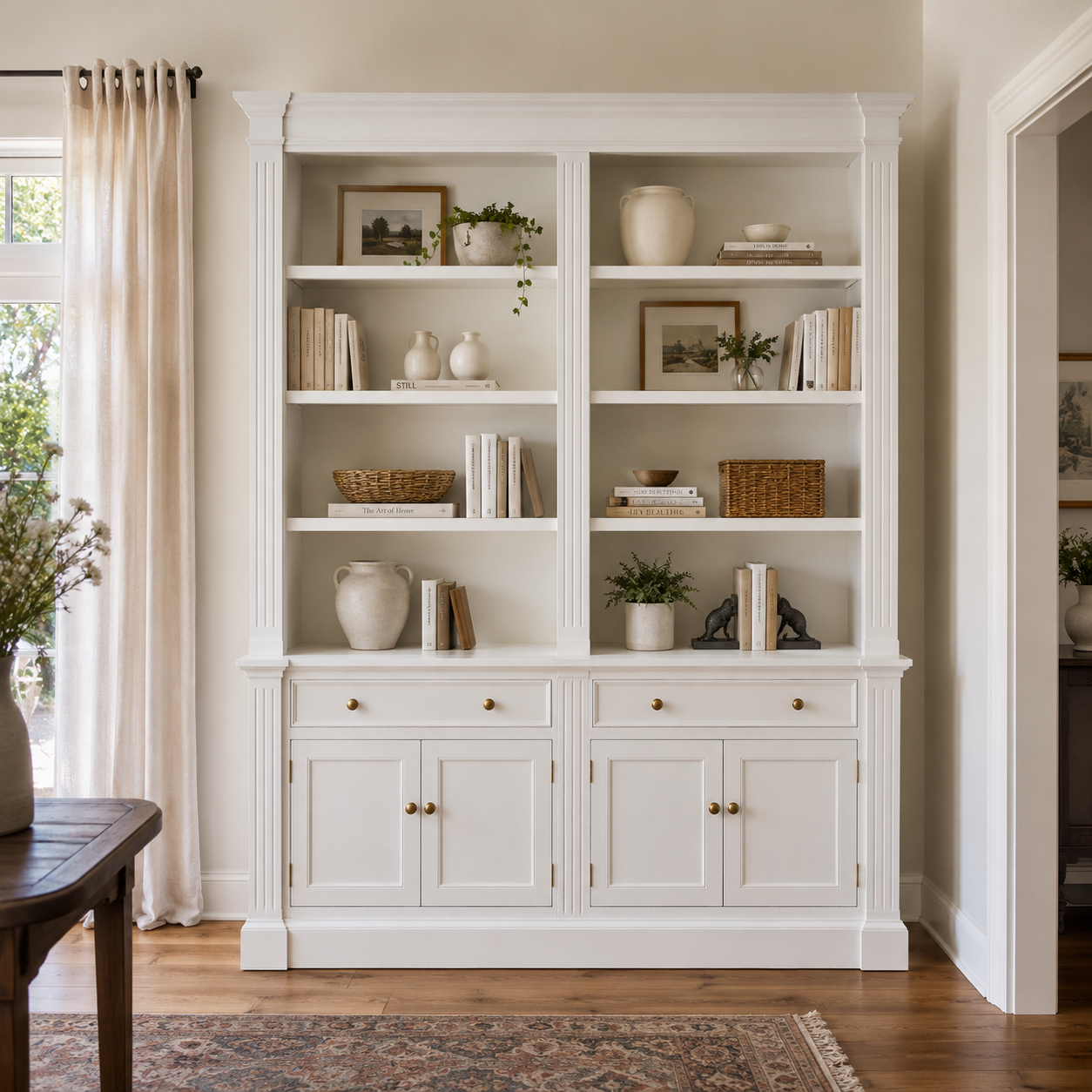Hampton Deluxe Library Bookcase – White – 200cm