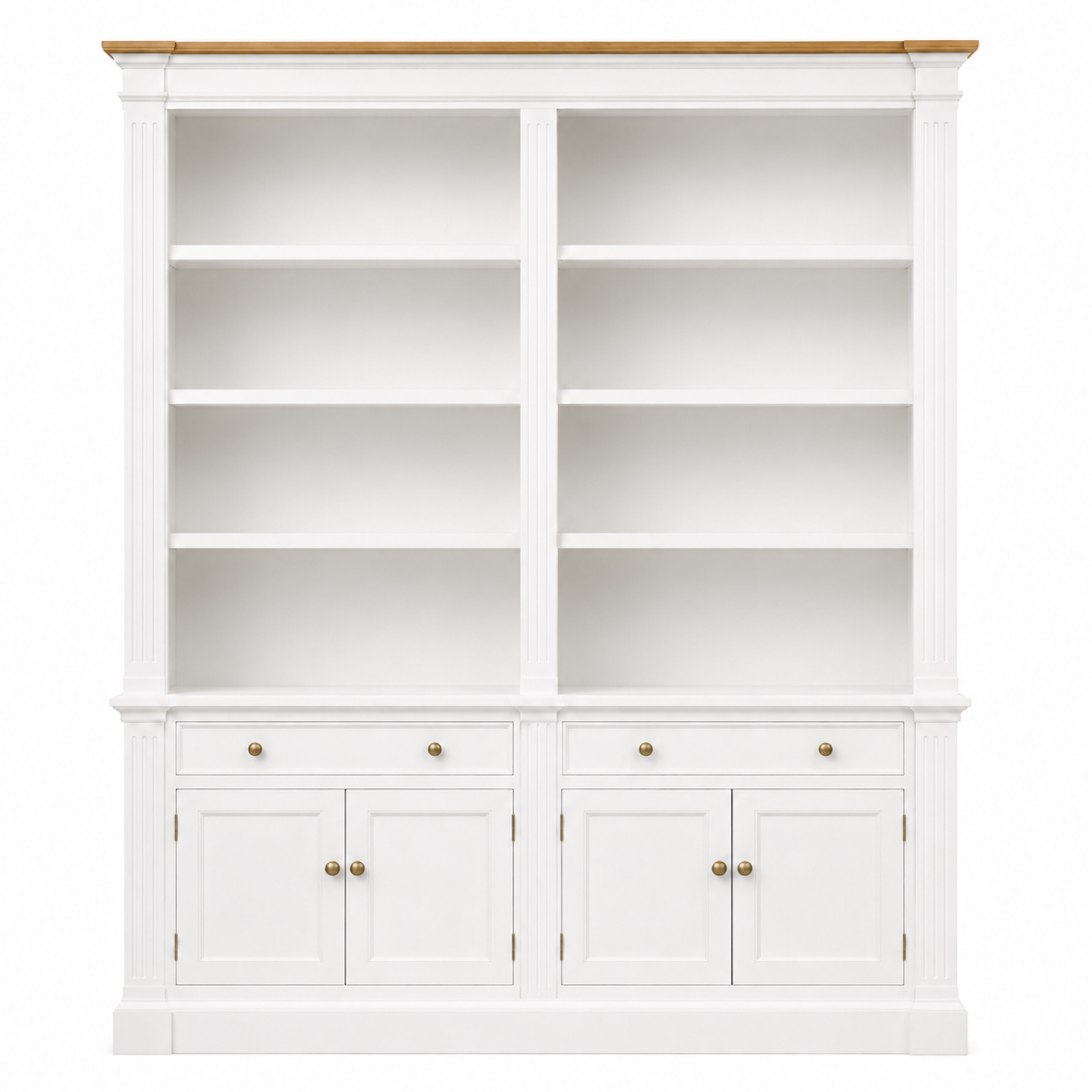Hampton Deluxe Two Tone Library Bookcase – White & Natural – 200cm