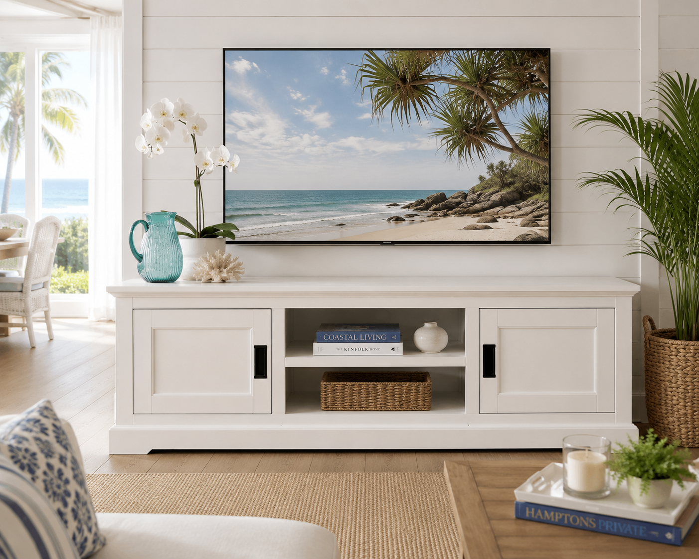 Hampton Coastal 1700mm TV Unit - White