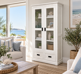 Hampton Coastal White Display Cabinet - White