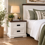 Hampton Coastal Two-Tone Bedside - White & Walnut