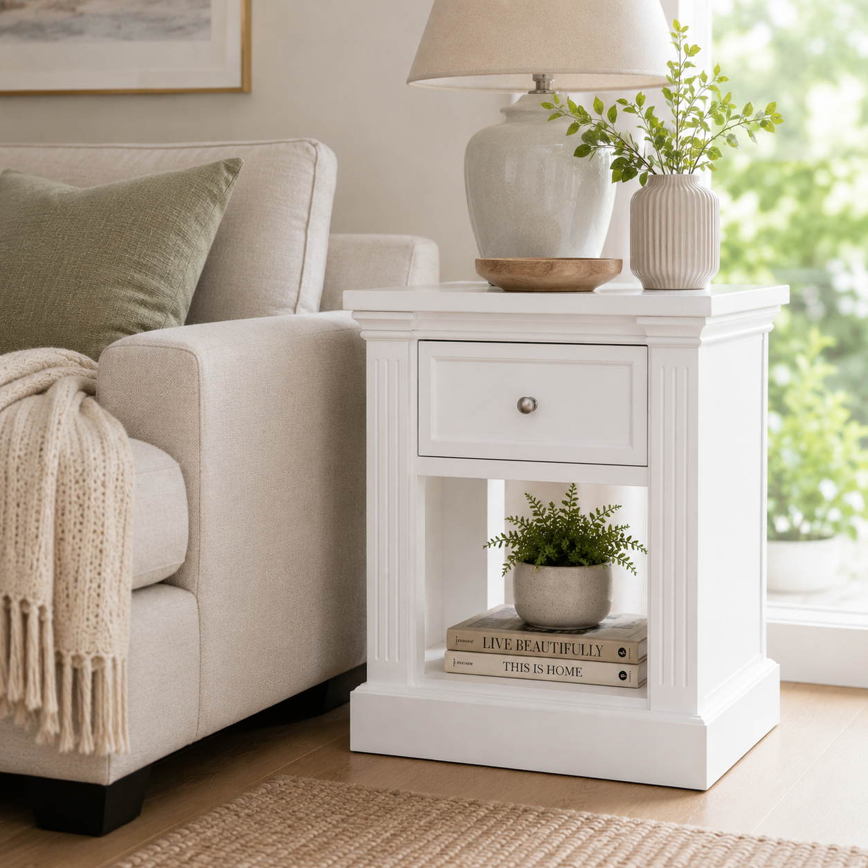 Hampton Deluxe Side Table – White