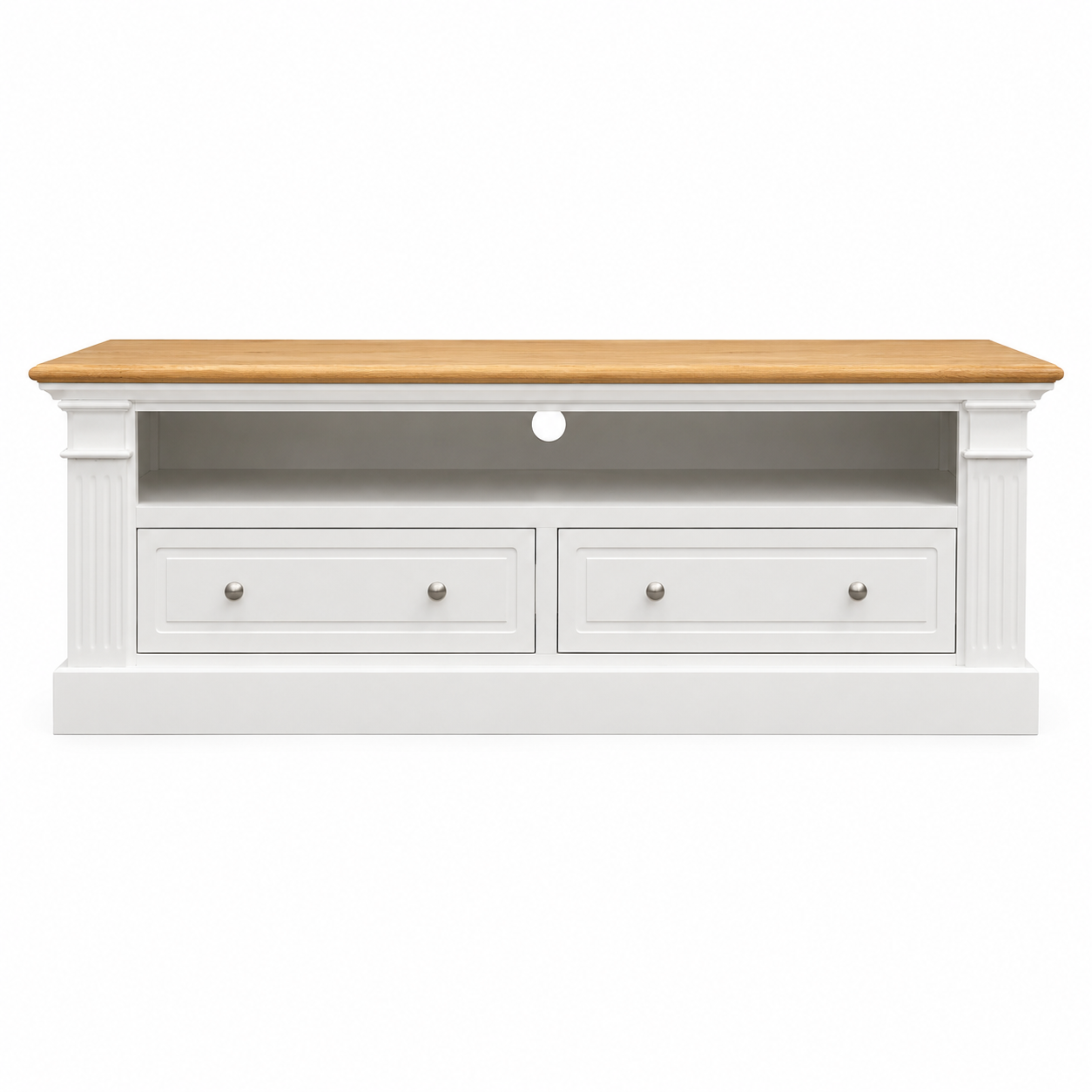 Hampton Deluxe Two Tone TV Unit – White & Natural – 170cm