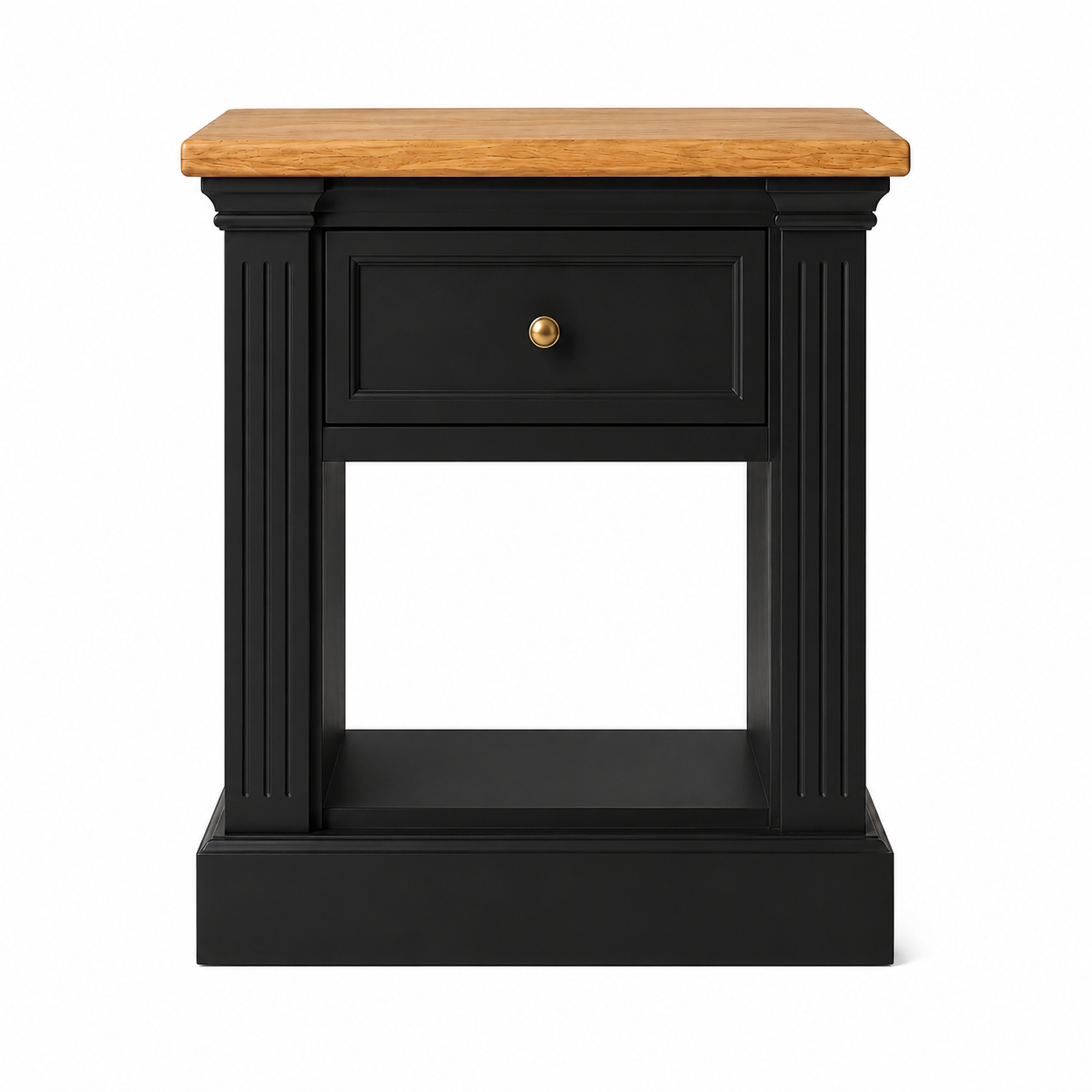 Hampton Deluxe Two Tone Side Table – Black & Natural