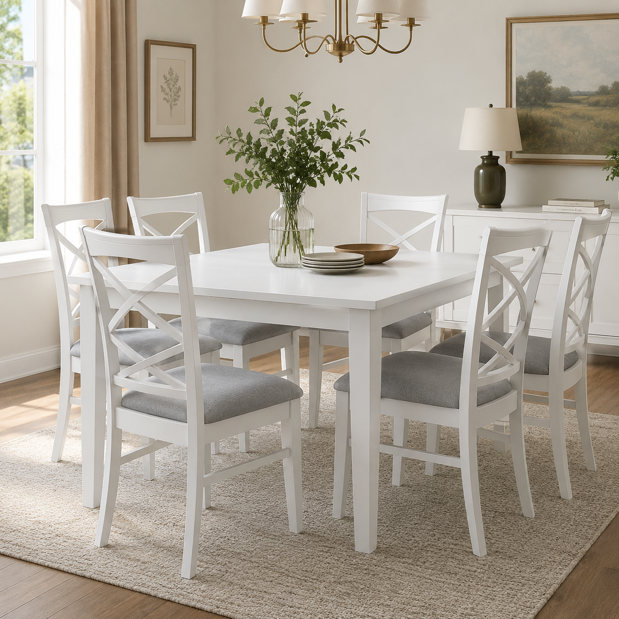 Hampton Dining Chair - White & Grey Blue