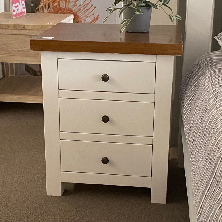 Imperial Coastal Bedside Table - White & Dark Oak