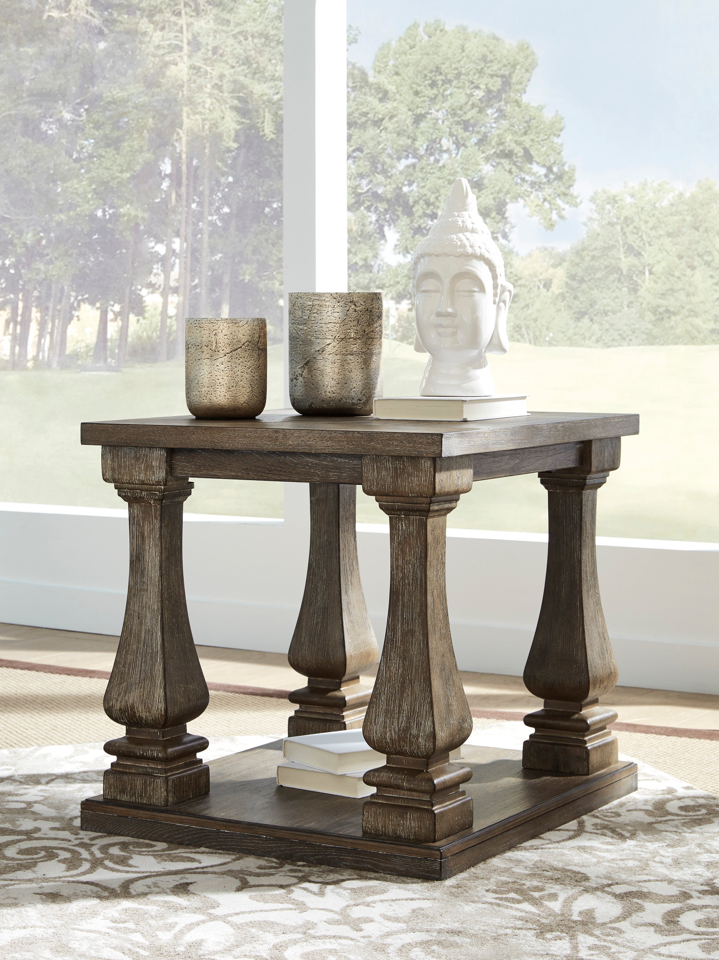 Johnelle Side Table Gray Finish