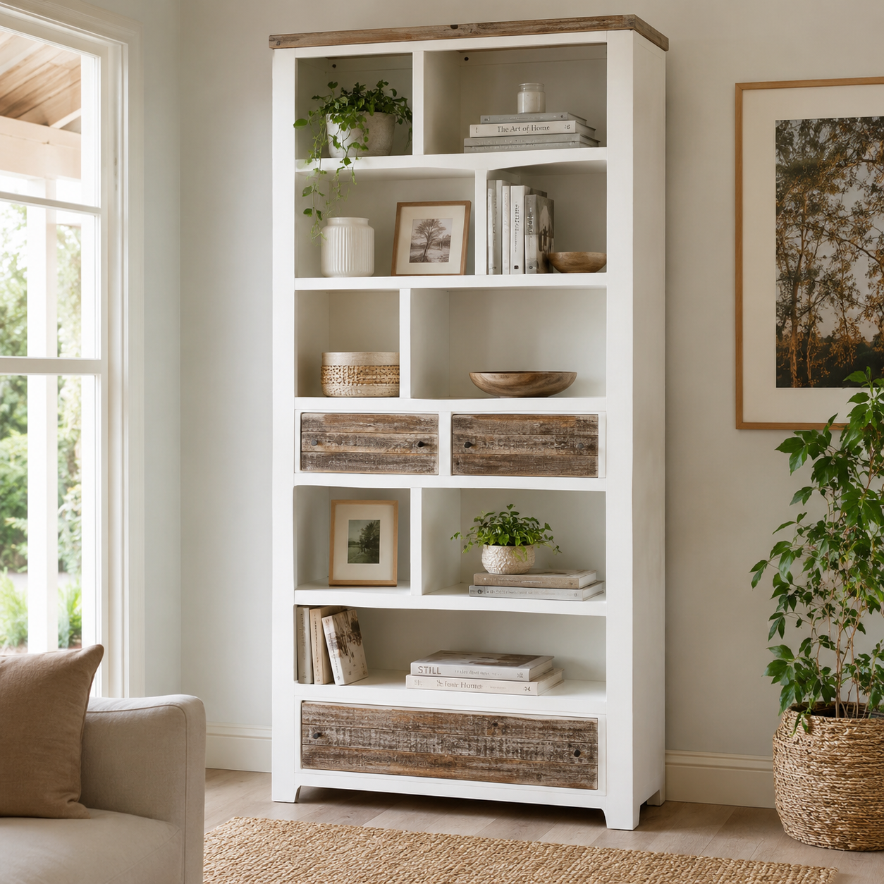 Kentucky Staggered Shelf - White & Multi