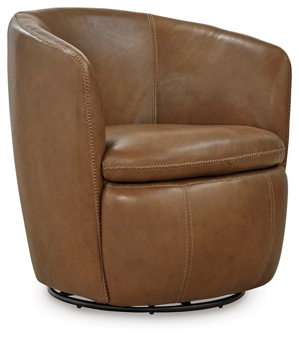 Kierreys Leather Swivel Chair Caramel