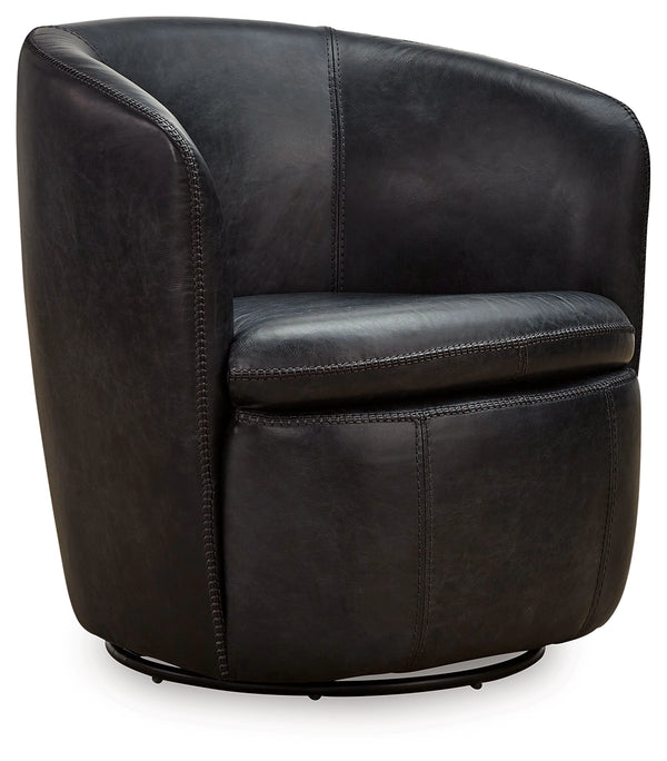 Kierreys Leather Swivel Chair Midnight