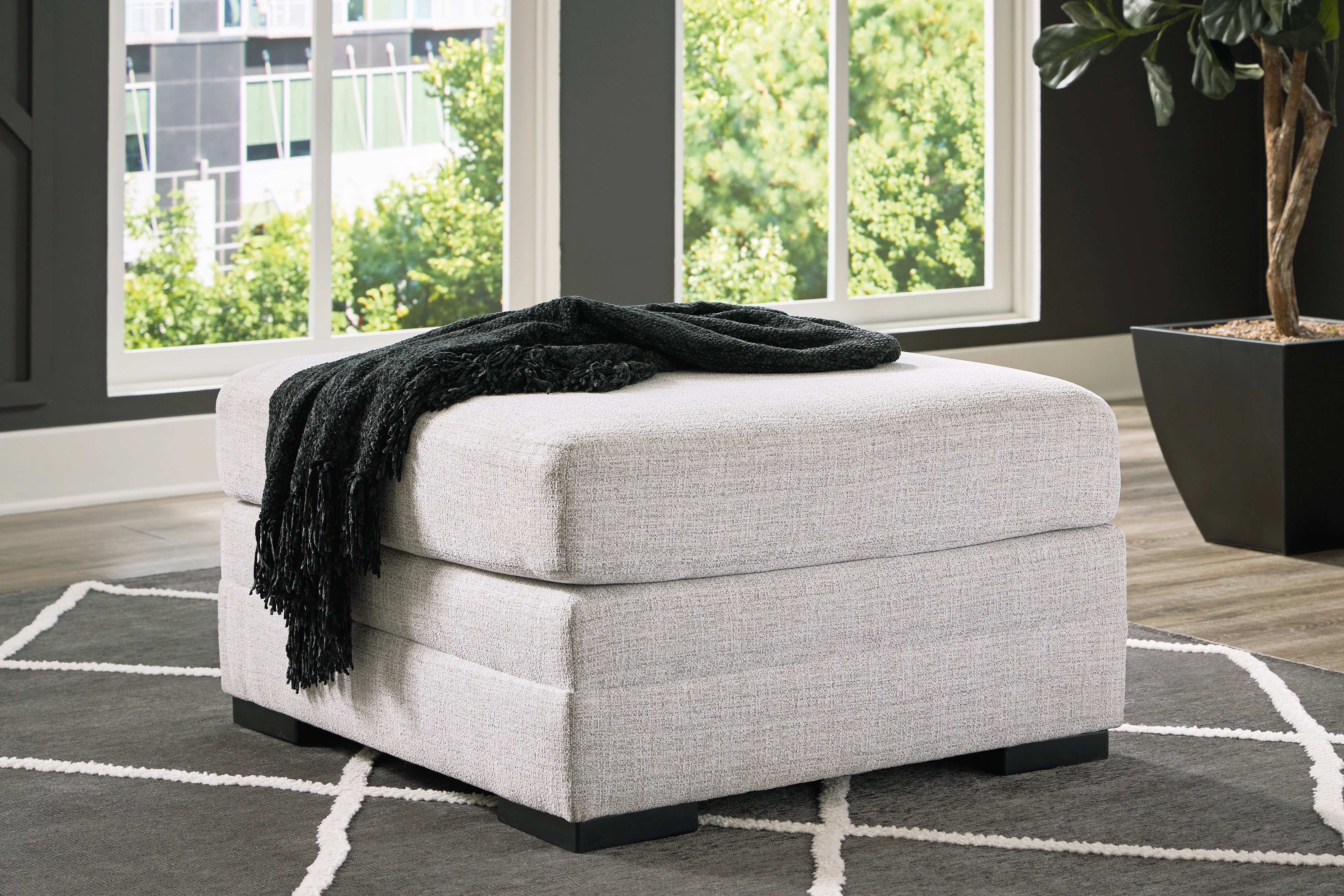 Koralynn Oversized Ottoman Stone Fabric