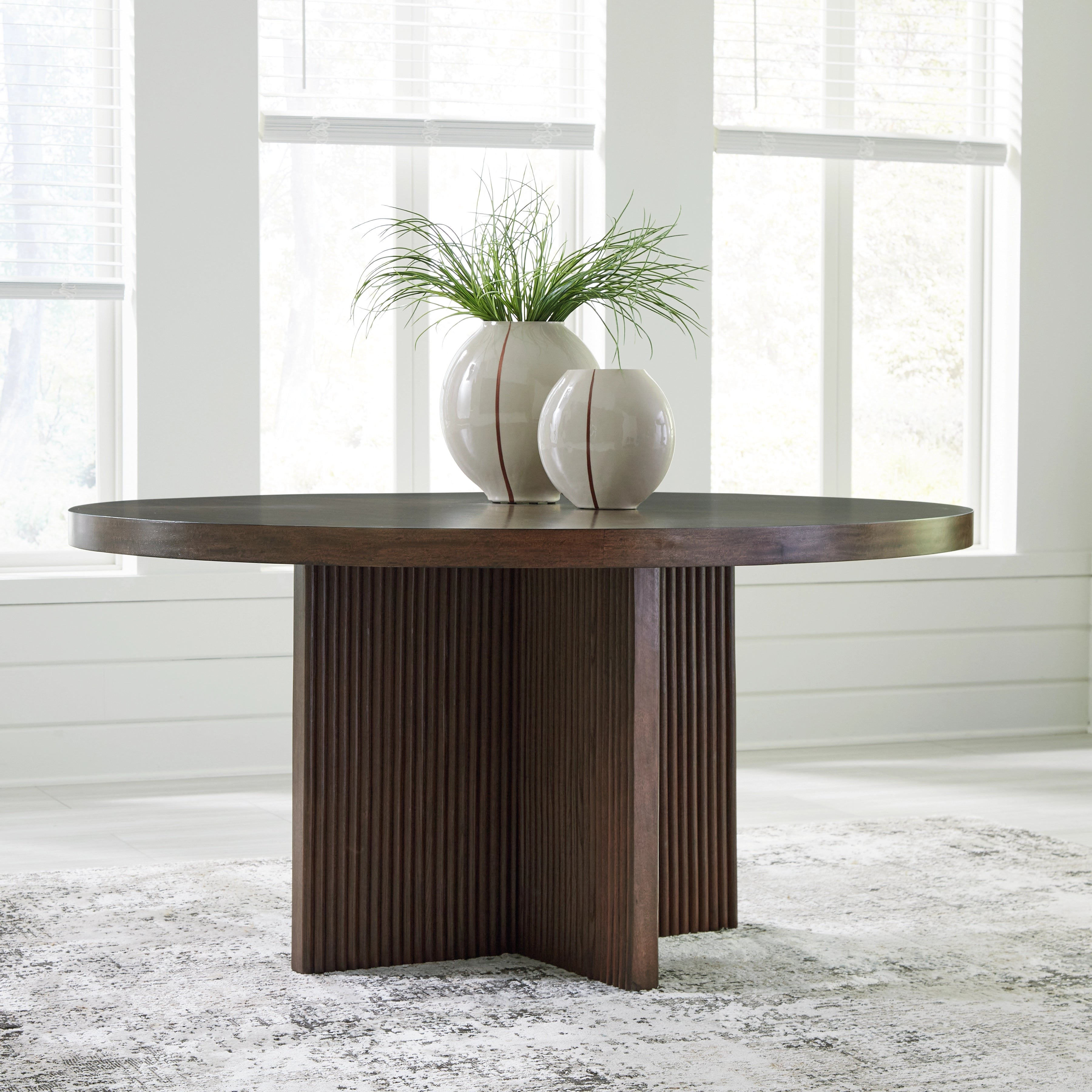 Korestone Round Dining Table Dark Brown