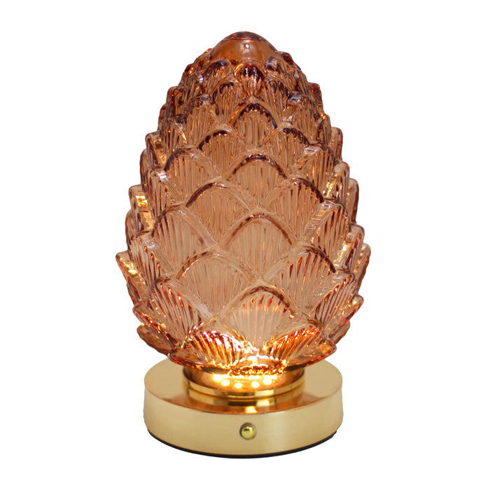 Boho Glass LED Cone Lamp Large – Amber & Gold