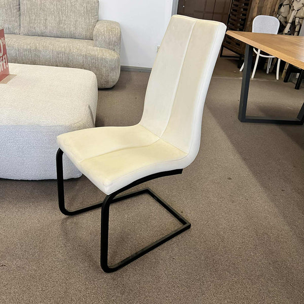 Lennox White PU Dining Chair with Black Metal Base