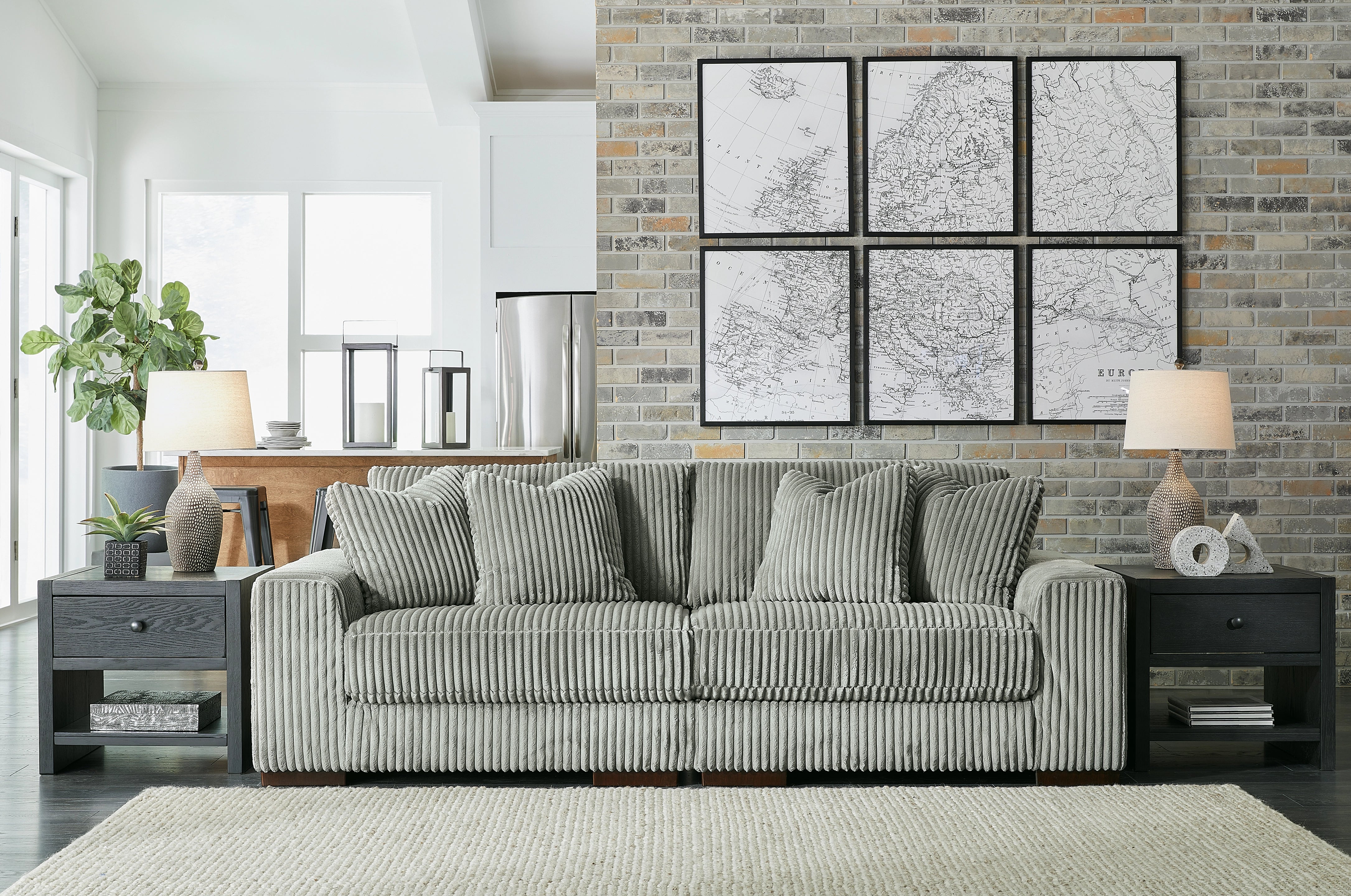 Lindyn 2 Seater Sectional Sofa Fog Fabric