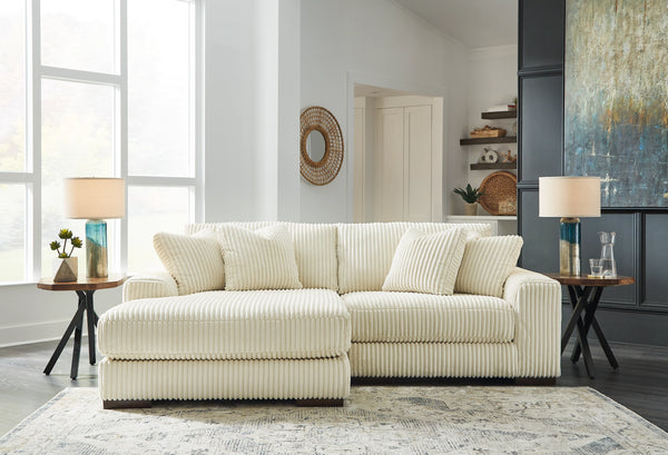 Lindyn 2 Seater Sectional with Left Hand Facing Chaise Ivory Fabric