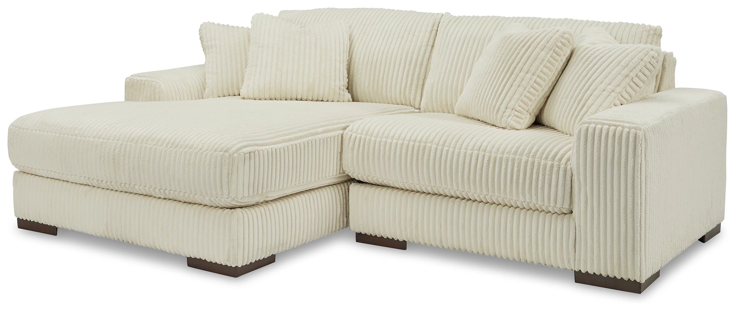 Lindyn 2 Seater Sectional with Left Hand Facing Chaise Ivory Fabric