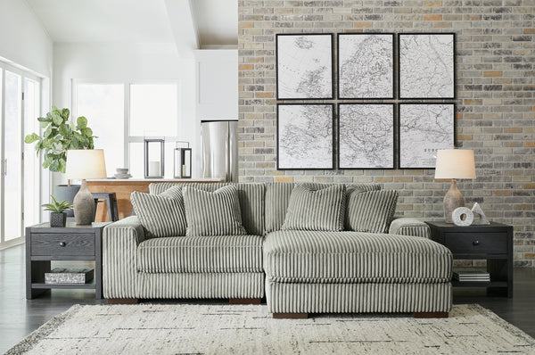 Lindyn 2 Seater Sectional with Right Hand Facing Chaise Fog Fabric