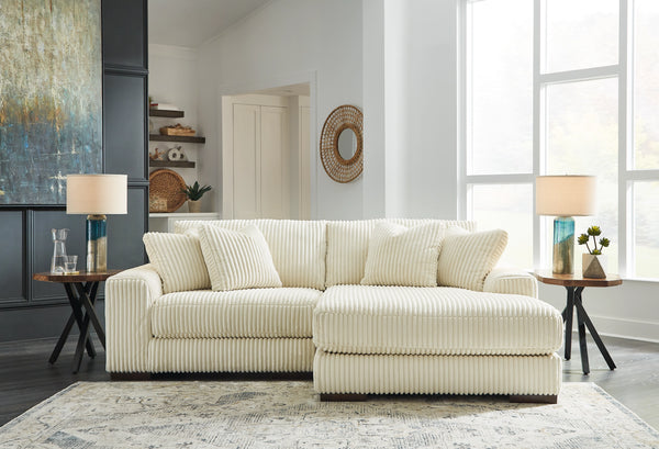 Lindyn 2 Seater Sectional with Right Hand Facing Chaise Ivory Fabric