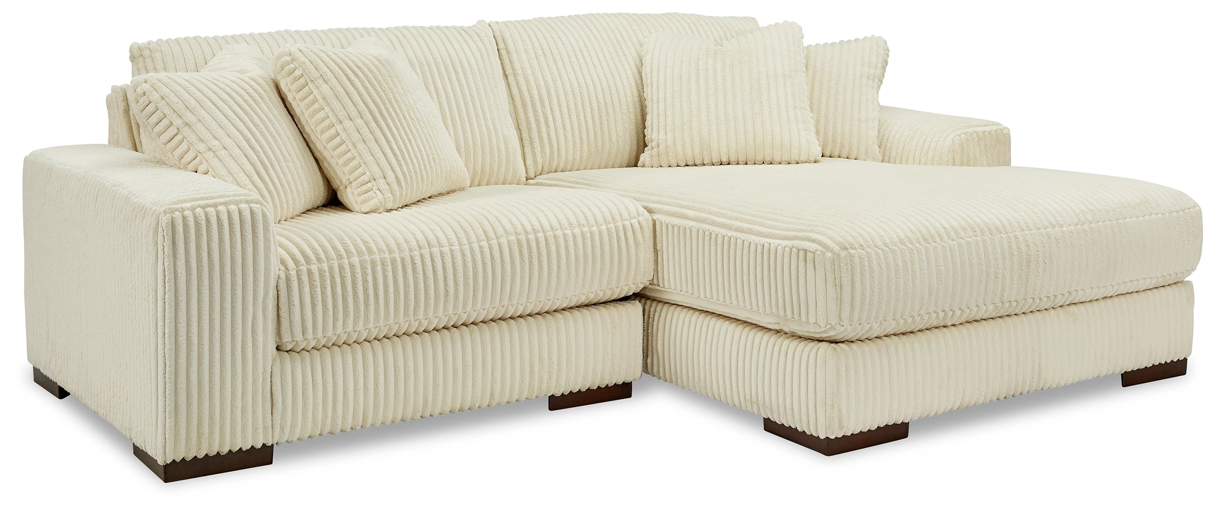 Lindyn 2 Seater Sectional with Right Hand Facing Chaise Ivory Fabric