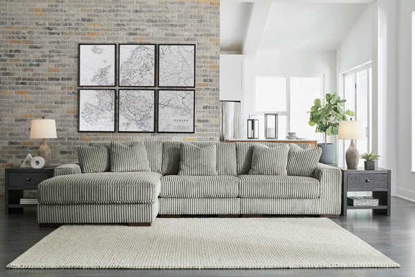 Lindyn 3 Seater Sectional with Left Hand Facing Chaise Fog Fabric