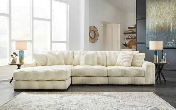 Lindyn 3 Seater Sectional with Left Hand Facing Chaise Ivory Fabric