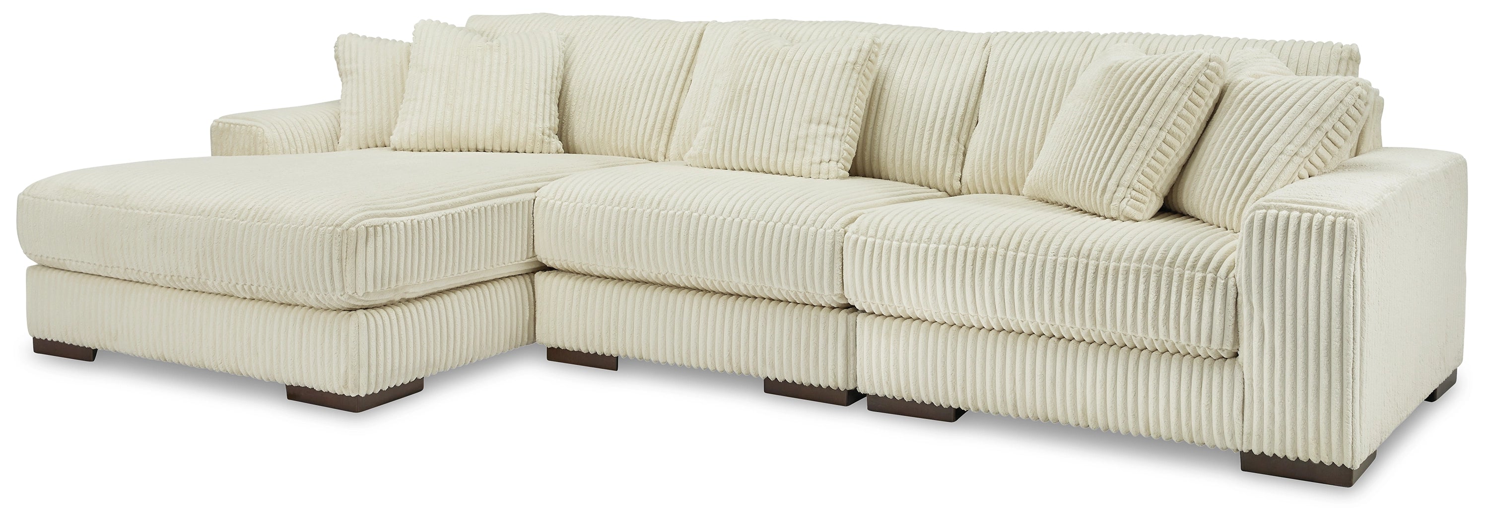Lindyn 3 Seater Sectional with Left Hand Facing Chaise Ivory Fabric