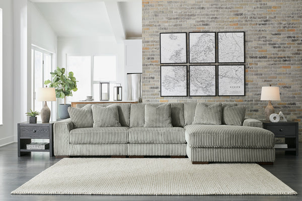 Lindyn 3 Seater Sectional with Right Hand Facing Chaise Fog Fabric