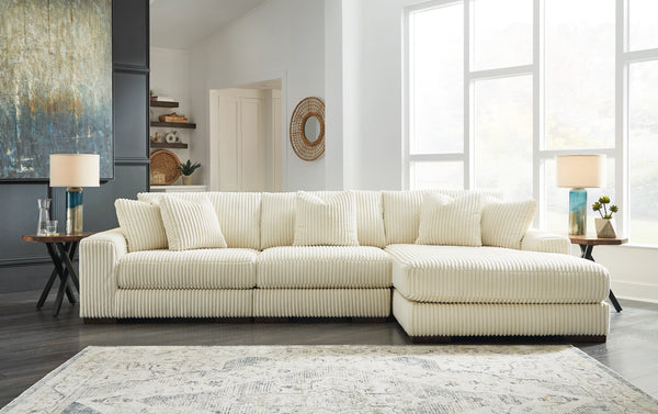 Lindyn 3 Seater Sectional with Right Hand Facing Chaise Ivory Fabric