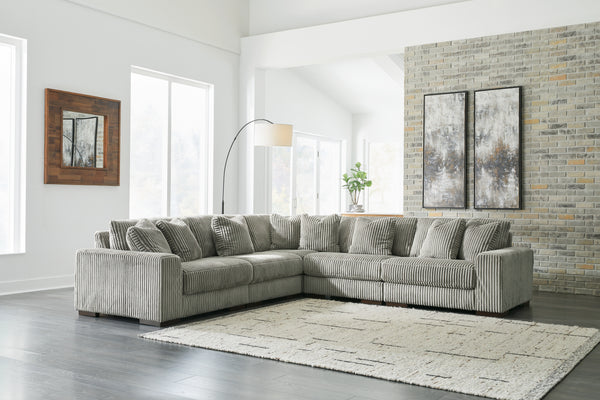 Lindyn 5 Seater Sectional Lounge Fog Fabric